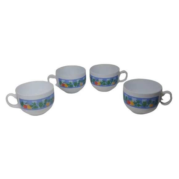 Vintage Arcopal Milk Glass Coffee/Tea Cups designed Marc Palluy Primeur Set of 4 - Picture 1 of 12